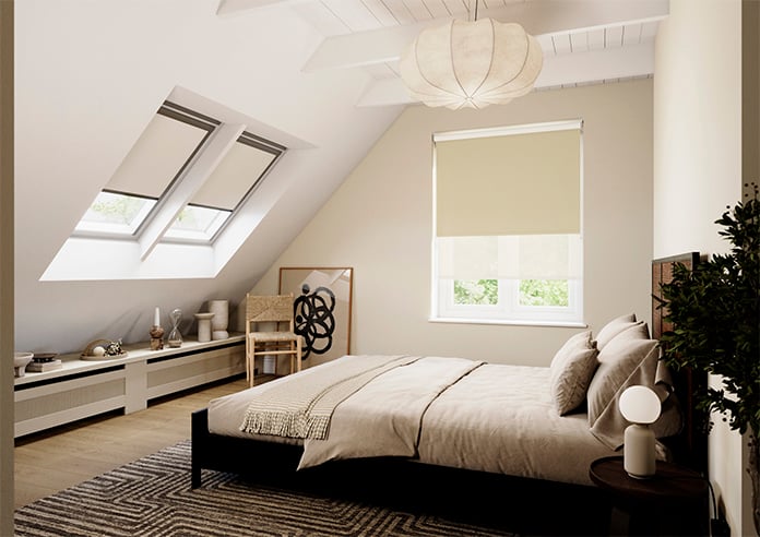 Rimini (Blackout), Mocha & Optima Linen - Double Roller Blind - Image 6